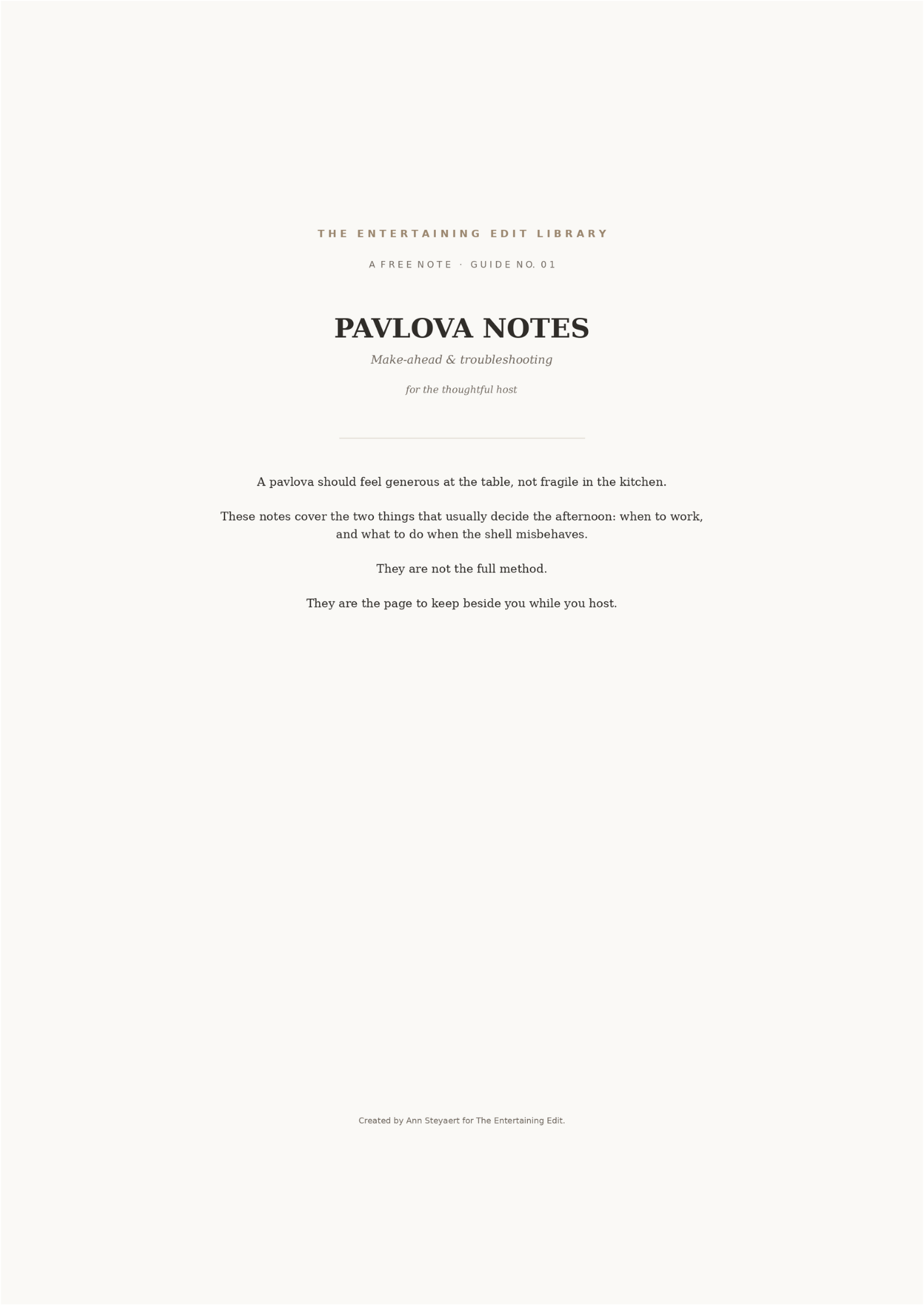 Cover of Pavlova Notes — Make-Ahead & Troubleshooting.